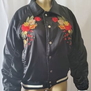 Lifted Anchors Black Embroider Bomber Jacket Large